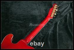 Tl Electric Guitar F Hole Semi Hollow Body Gold Hardware Set In Joint Red Color