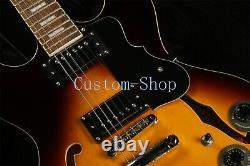 Zuwei 335 Enroulement De Bobines De Guitare Électrique En Érable Munie Du Dessus Semi Hollow Sunburst